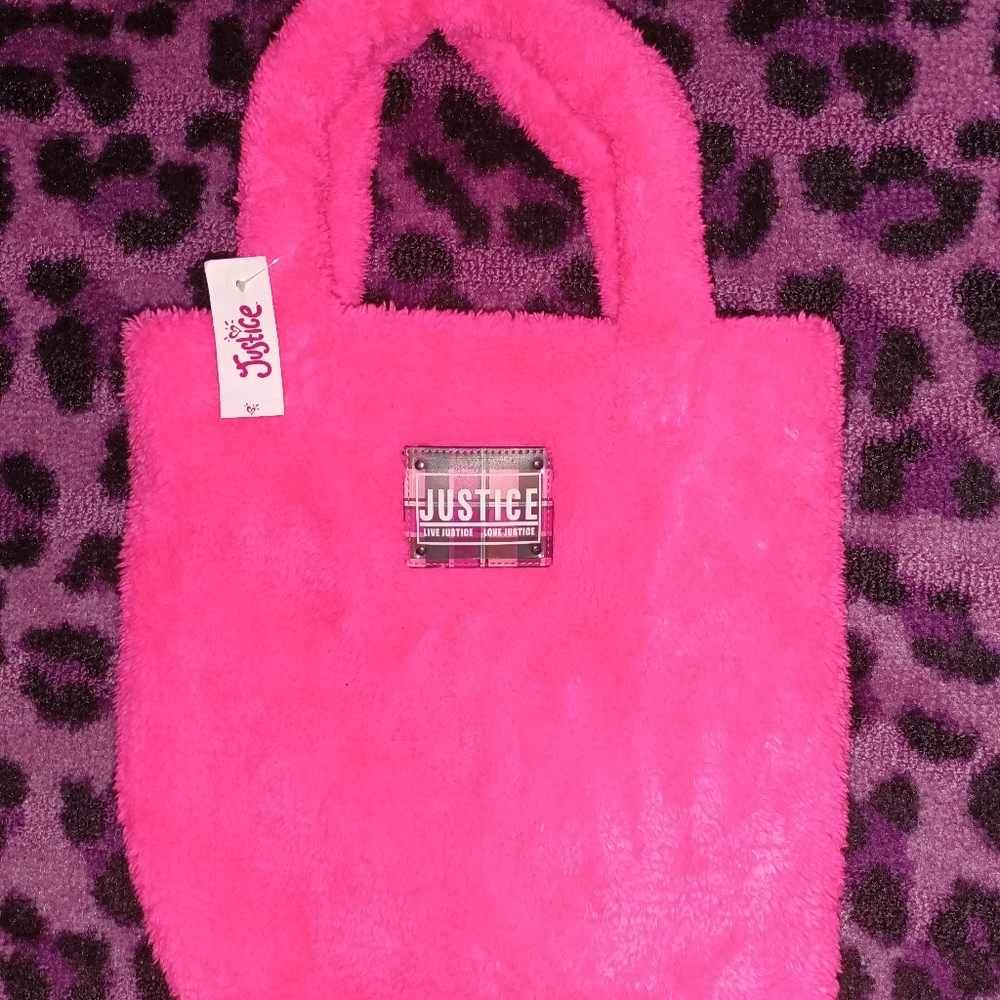 Justice Furry Hot Pink Tote